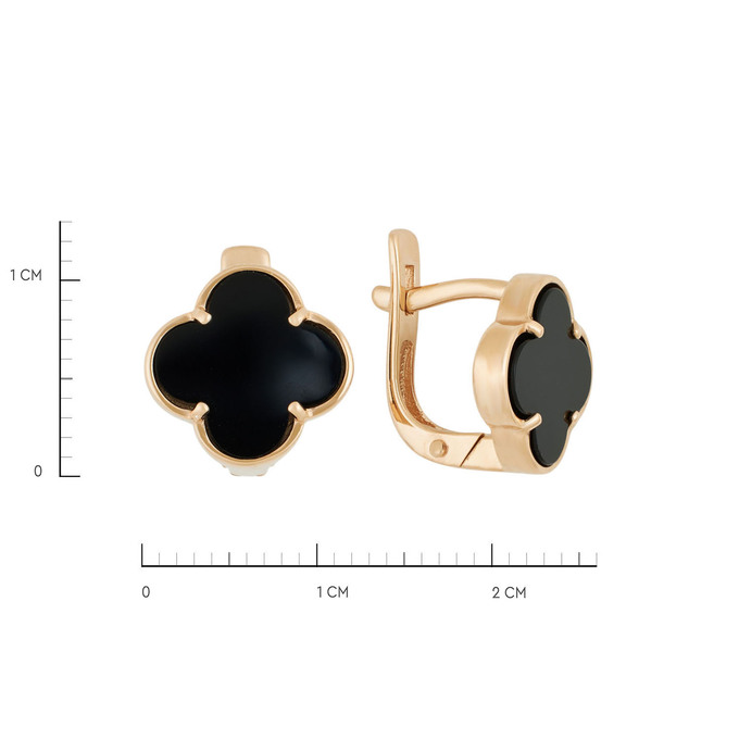Серьги из золота 585 пробы с ониксами, Ц О007 4960 за 34800