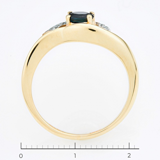 Кольцо из комбинированного золота 375 пробы c 10 бриллиантами и 1 сапфиром, Л33079569 за 9760