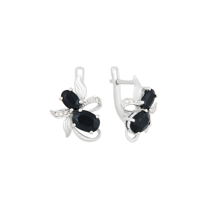 Серьги из золота 585 пробы c бриллиантами и корундами, Л 3504 3755 за 57800
