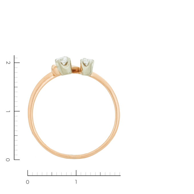 Кольцо из золота 585 пробы c 2 бриллиантами, Л 6201 7376 за 28720