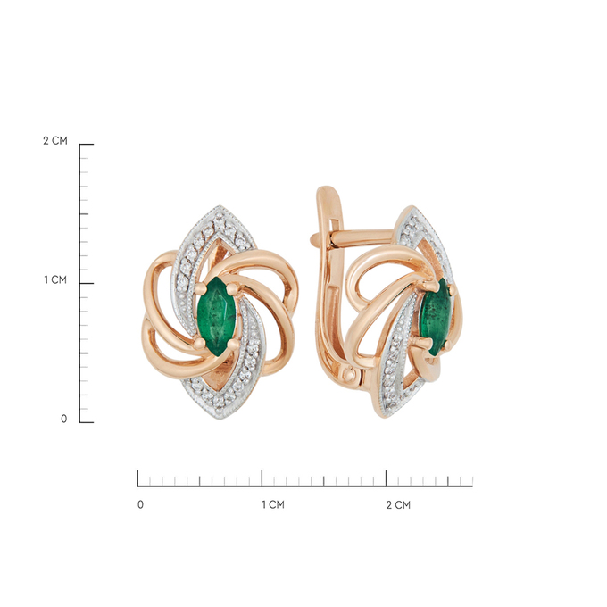 Серьги из золота 585 пробы c изумрудами и бриллиантами, К 0000 4169 за 79800
