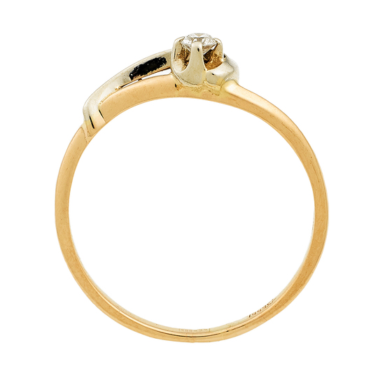 Кольцо из комбинированного золота 585 пробы c 1 бриллиантом, Л16149241 за 11100