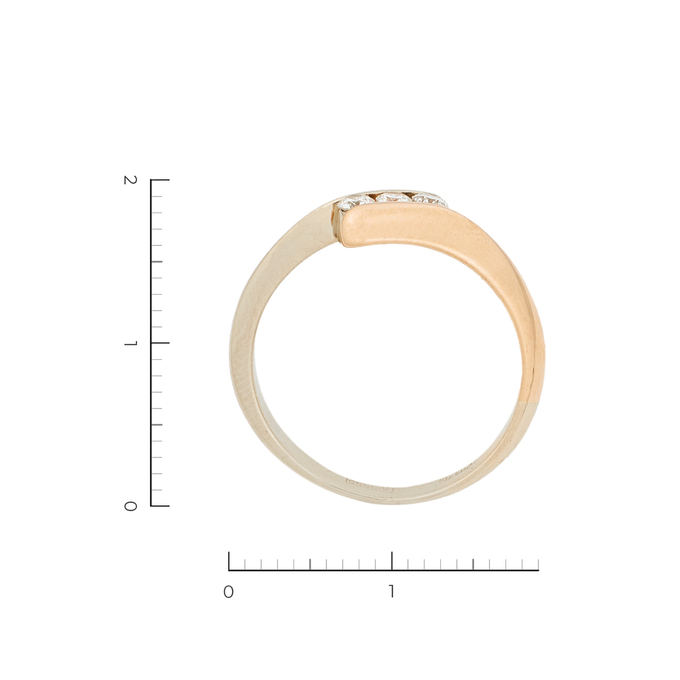 Кольцо из комбинированного золота 585 пробы c 3 бриллиантами, Л 1911 1992 за 30320
