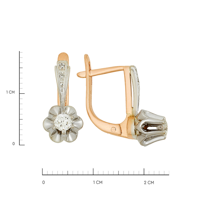 Серьги из золота 585 пробы c бриллиантами, Ц О007 1948 за 100320