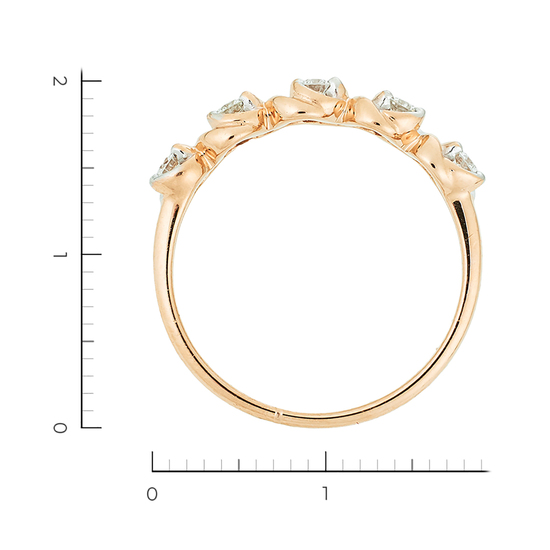 Кольцо из комбинированного золота 585 пробы c 5 бриллиантами, Л66020444 за 20650