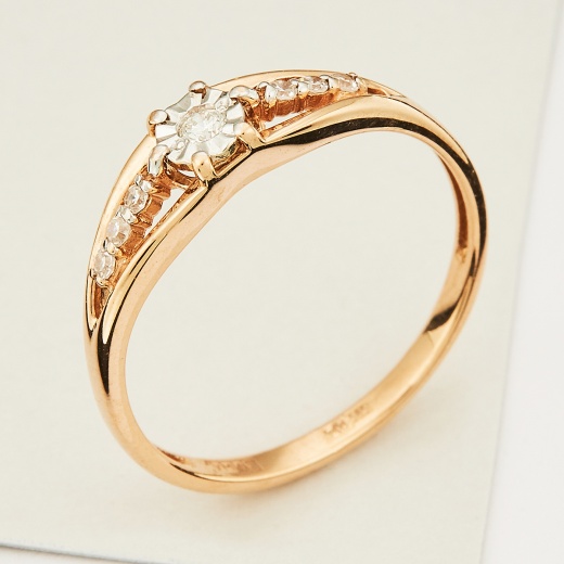Кольцо из комбинированного золота 585 пробы c 7 бриллиантами Л57021507 фото 1