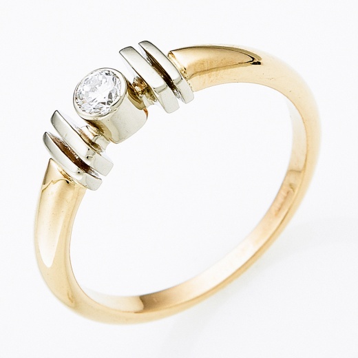 Кольцо из комбинированного золота 585 пробы c 1 бриллиантом Л39072428 фото 1
