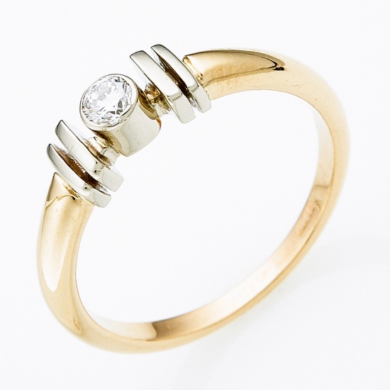 Кольцо из комбинированного золота 585 пробы c 1 бриллиантом, Л39072428 за 14950