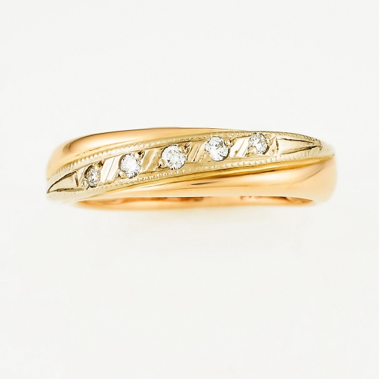 Кольцо из комбинированного золота 585 пробы c 5 бриллиантами