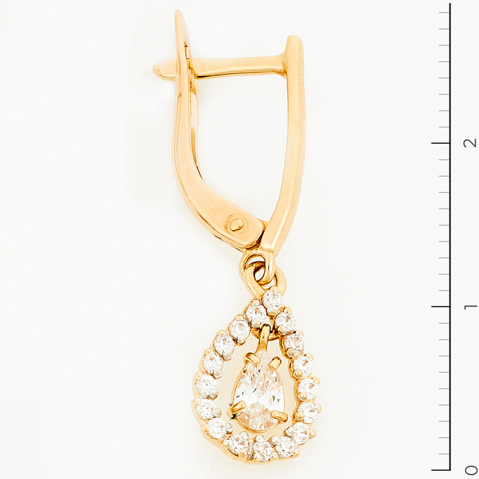 Серьги из красного золота 585 пробы c фианитами