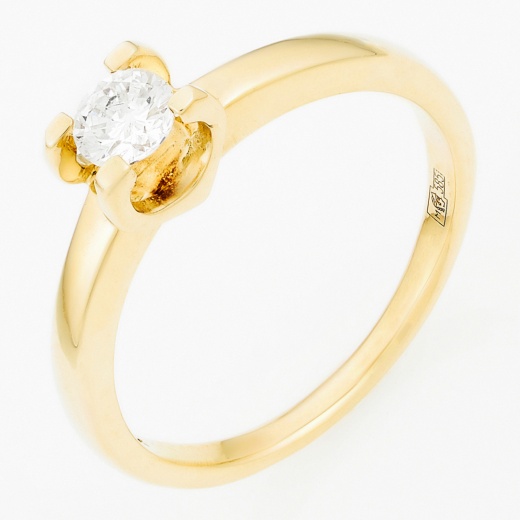 Кольцо из желтого золота 585 пробы c 1 бриллиантом Л05125883 фото 1