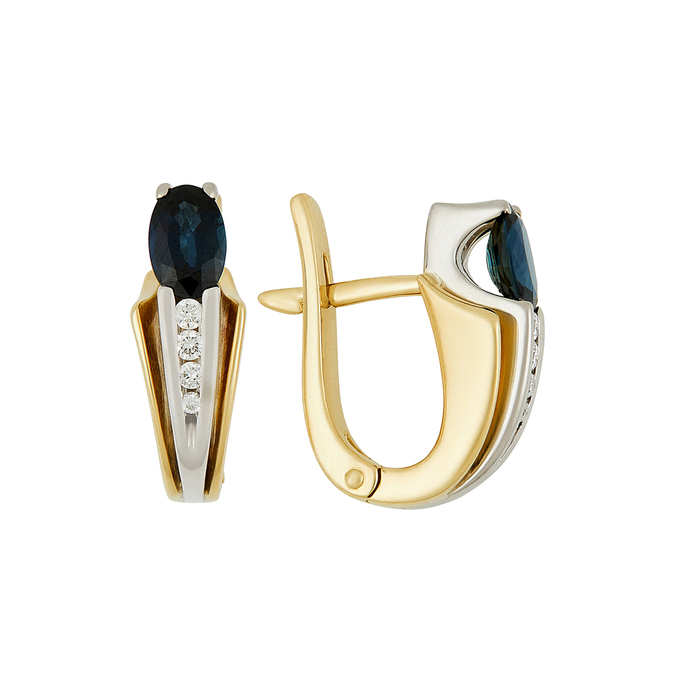 Серьги из золота 750 пробы c сапфирами и бриллиантами, Ц О007 1710 за 109120