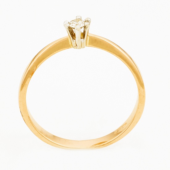 Кольцо из комбинированного золота 585 пробы c 1 бриллиантом, Л61019966 за 7750