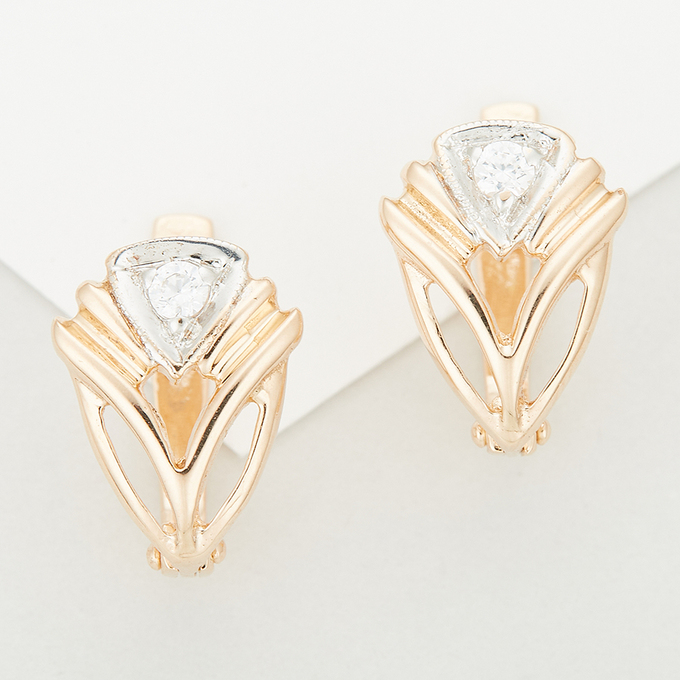 Серьги из золота 585 пробы c фианитами