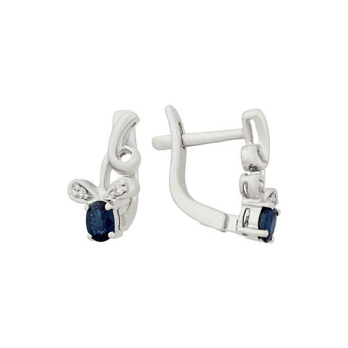 Серьги из золота 585 пробы c сапфирами и бриллиантами, Ц О007 2616 за 32300