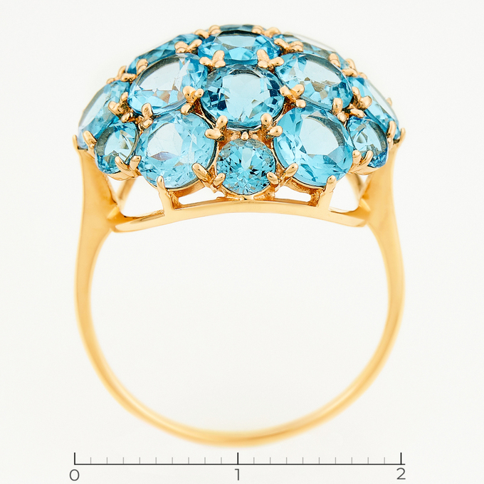 Кольцо из красного золота 585 пробы c 19 топазами