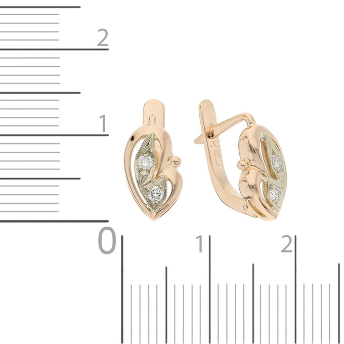 Серьги из золота 585 пробы c 4 бриллиантами