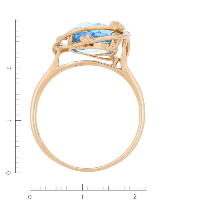 Кольцо из красного золота 585 пробы c 21 бриллиантами и 4 топазами, Л 0514 3281 за 31740