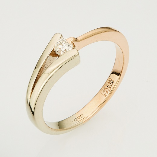 Кольцо из комбинированного золота 585 пробы c 1 бриллиантом Л66007059 фото 1