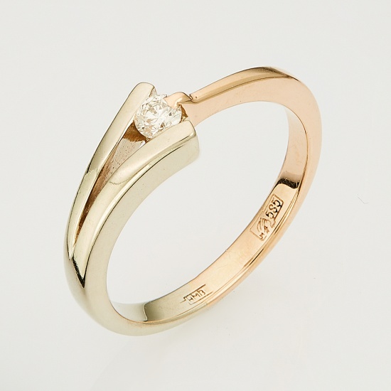 Кольцо из комбинированного золота 585 пробы c 1 бриллиантом, Л66007059 за 12775