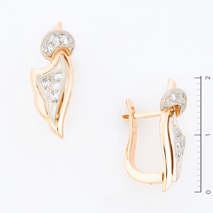 Серьги из золота 585 пробы c 14 бриллиантами