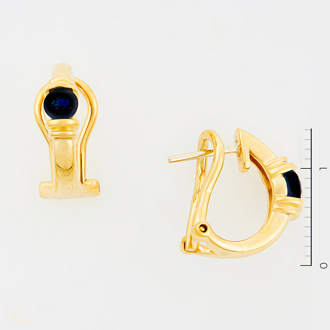 Серьги из желтого золота 750 пробы c 2 сапфирами