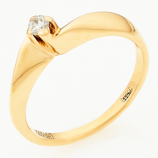 Кольцо из красного золота 585 пробы c 1 бриллиантом, Л61019615 за 15450