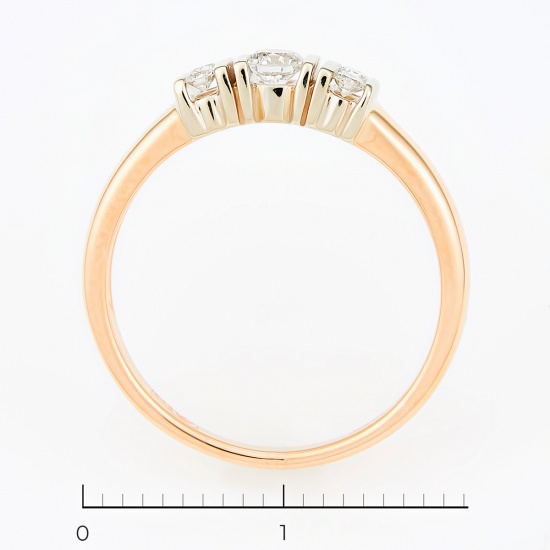 Кольцо из комбинированного золота 585 пробы c 5 бриллиантами, Л30121866 за 16625