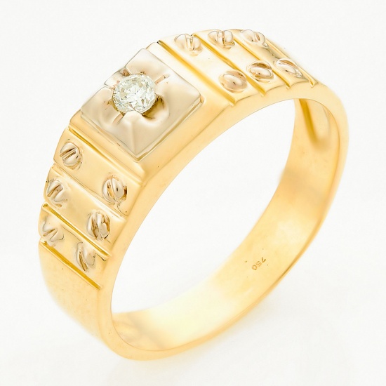 Кольцо печатка из комбинированного золота 750 пробы c 1 бриллиантом, Л28074513 за 53325