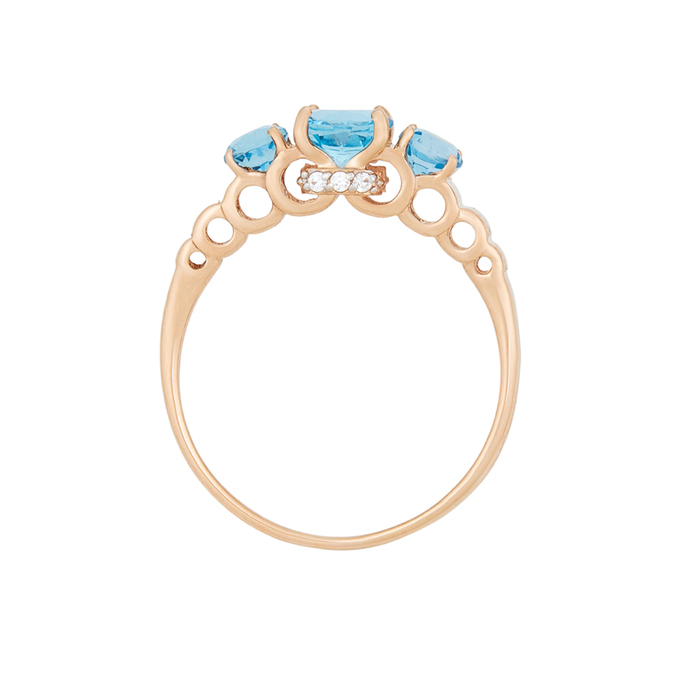 Кольцо из золота 585 пробы c топазами и фианитами, Л 6700 3077 за 16720