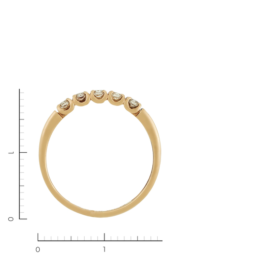 Кольцо из красного золота 585 пробы c 5 бриллиантами, Л36060987 за 12540