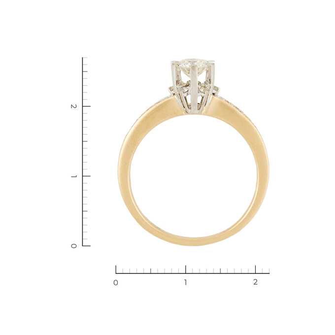 Кольцо из комбинированного золота 585 пробы c 15 бриллиантами, Л 0616 1587 за 192000