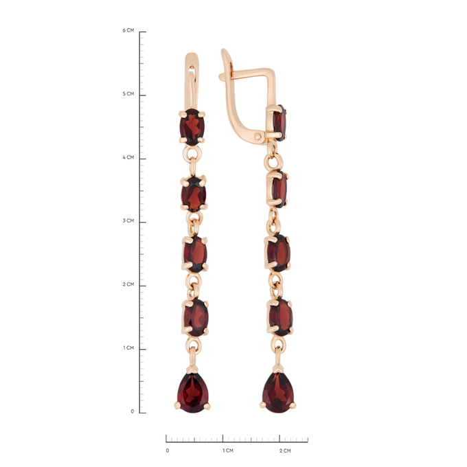 Серьги из золота 585 пробы c гранатами