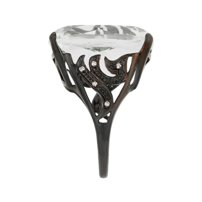 Кольцо из золота 585 пробы c горным хрусталём и бриллиантами, Л 2811 9305 за 89500