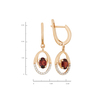 Серьги из золота 585 пробы c 2 гранатами и 24 фианитами