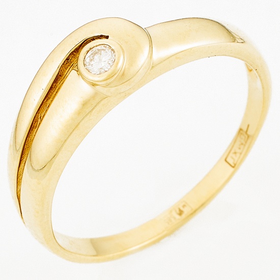 Кольцо из желтого золота 585 пробы c 1 бриллиантом, Л57028784 за 10074