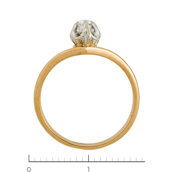 Кольцо из комбинированного золота 585 пробы c 1 бриллиантом, Л39103062 за 10000
