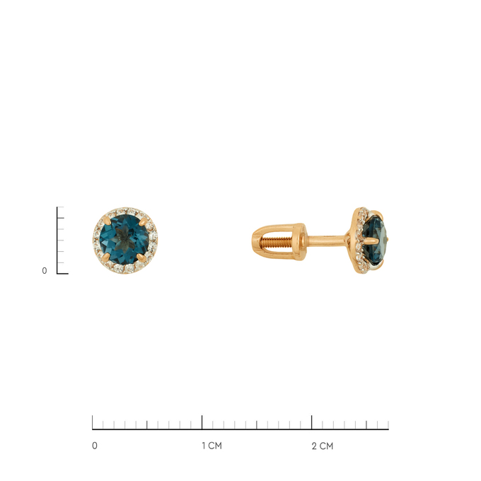 Серьги из золота 585 пробы c топазами Лондон и фианитами, Ц О007 1574 за 15680