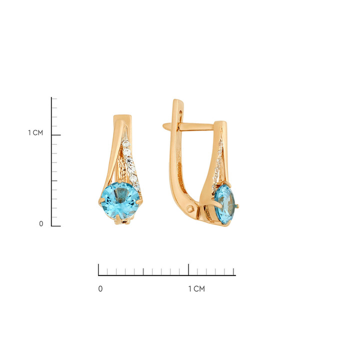 Серьги из золота 585 пробы с топазами и фианитами, Л 2509 2935 за 25600
