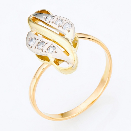 Кольцо из комбинированного золота 750 пробы c 6 бриллиантами Л06149038 фото 1