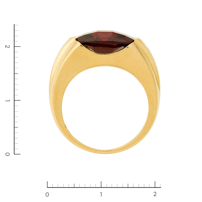 Кольцо из желтого золота 750 пробы c 4 бриллиантами и 1 гранатом, Л 2809 1669 за 82800
