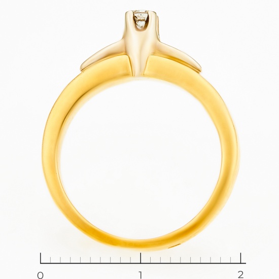 Кольцо из комбинированного золота 750 пробы c 1 бриллиантом, Л33069727 за 39250