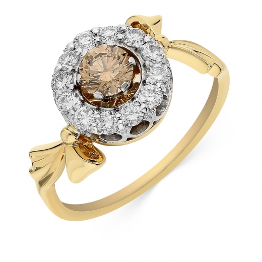 Кольцо из комбинированного золота 585 пробы c 13 бриллиантами Л52039186 фото 1