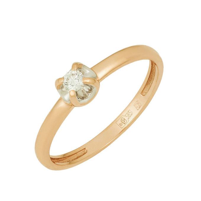 Кольцо из золота 585 пробы c бриллиантом