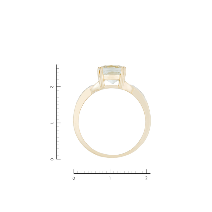 Кольцо из золота 585 пробы c 10 бриллиантами и 1 празиолитом, Л 3506 5582 за 24400