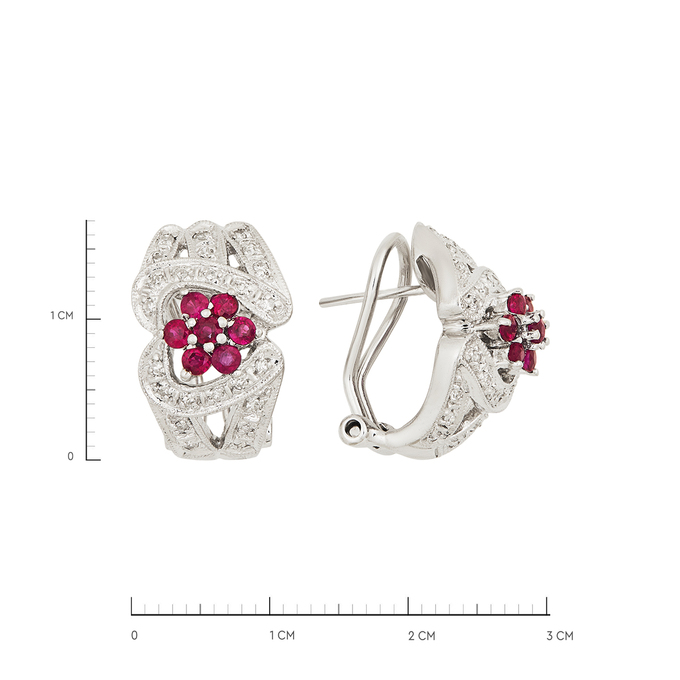 Серьги из золота 585 пробы c рубинами и бриллиантами, Л 3706 4373 за 80940