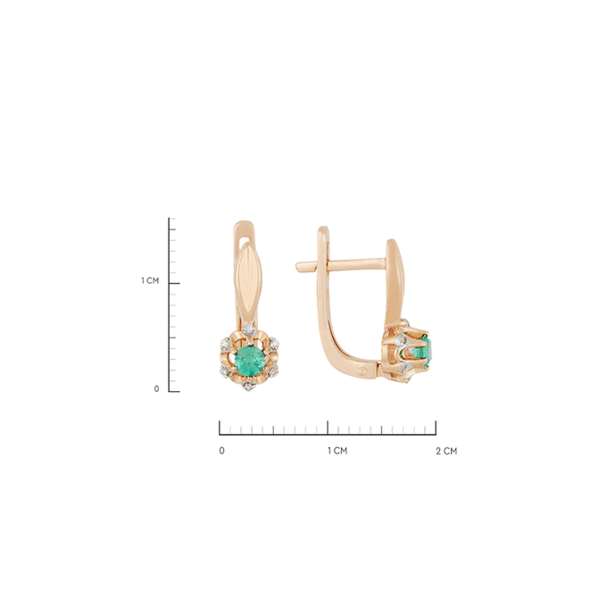 Серьги из золота 585 пробы c изумрудами и бриллиантами, Л 2316 3663 за 24400