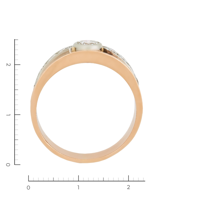 Кольцо из комбинированного золота 585 пробы c 9 бриллиантами, Л 0408 1694 за 189500