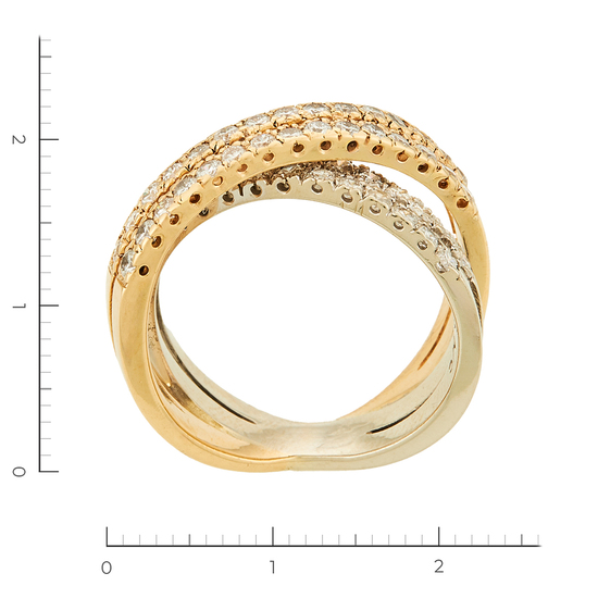 Кольцо из комбинированного золота 585 пробы c 56 бриллиантами, Л05126525 за 120000