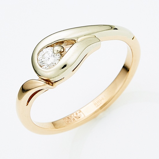 Кольцо из комбинированного золота 585 пробы c 1 бриллиантом, Л52064542 за 14750